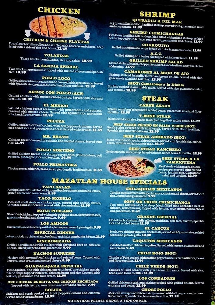 Mazatlan Mexican Restaurant Menu image 2